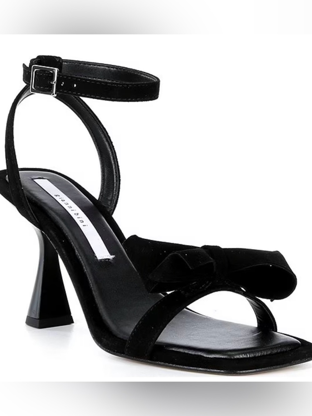 Gianni Bini Ransley Black Suede Bow Square Toe Heels Size 8